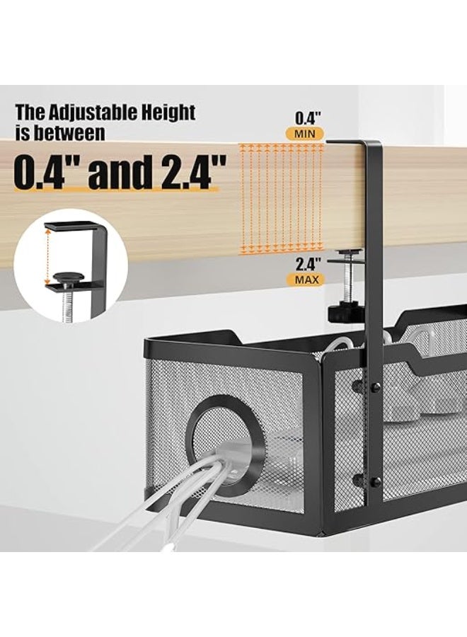 DUNISO Under Desk Cable Management Tray, No Drill Under Desk Cable Management Organizer,Cable Tray with Clamp for Desk Wire Management,Desk Cable Management Box,Durable and Sturdy, Saving Space,for Office, Home - Image 3